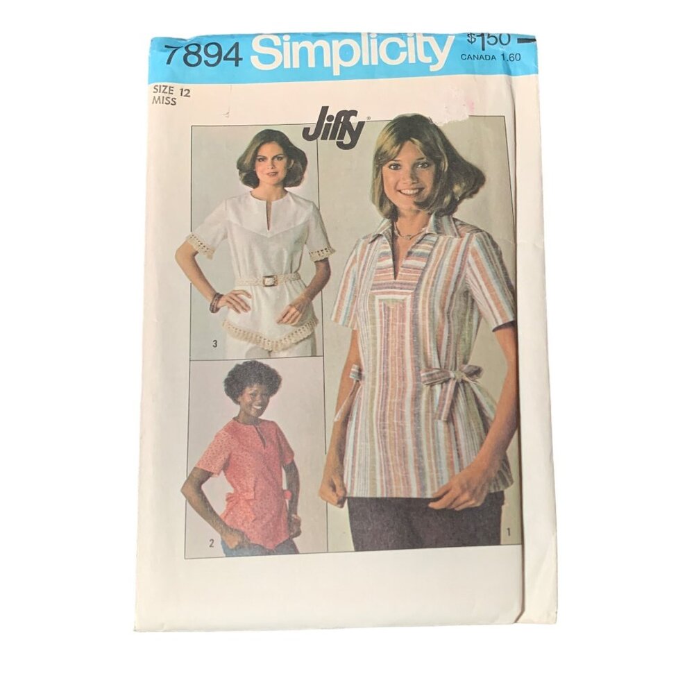 Simplicity 7894 Jiffy Sewing Pattern Misses Top Size 12 uncut